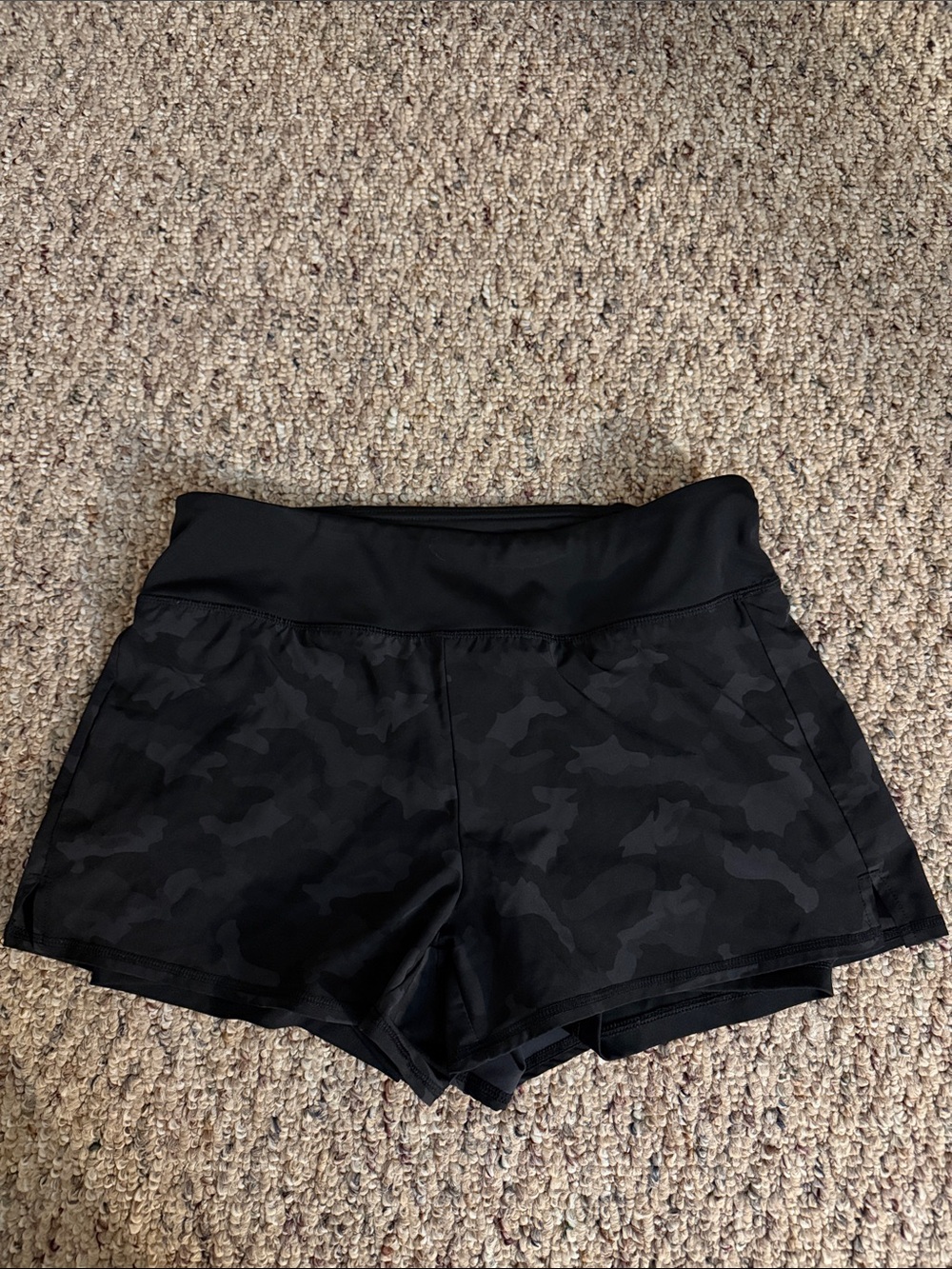Women's Black Camo Performance Shorts back pocket